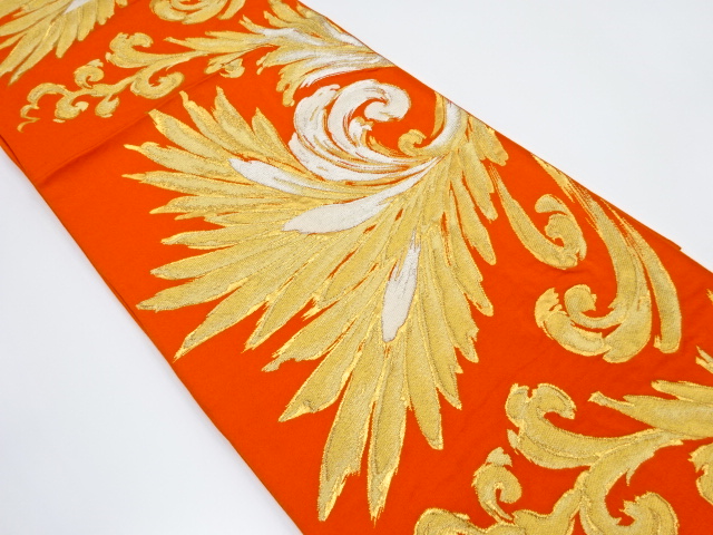 アンティーク　唐草模様織り出し袋帯(着用可)